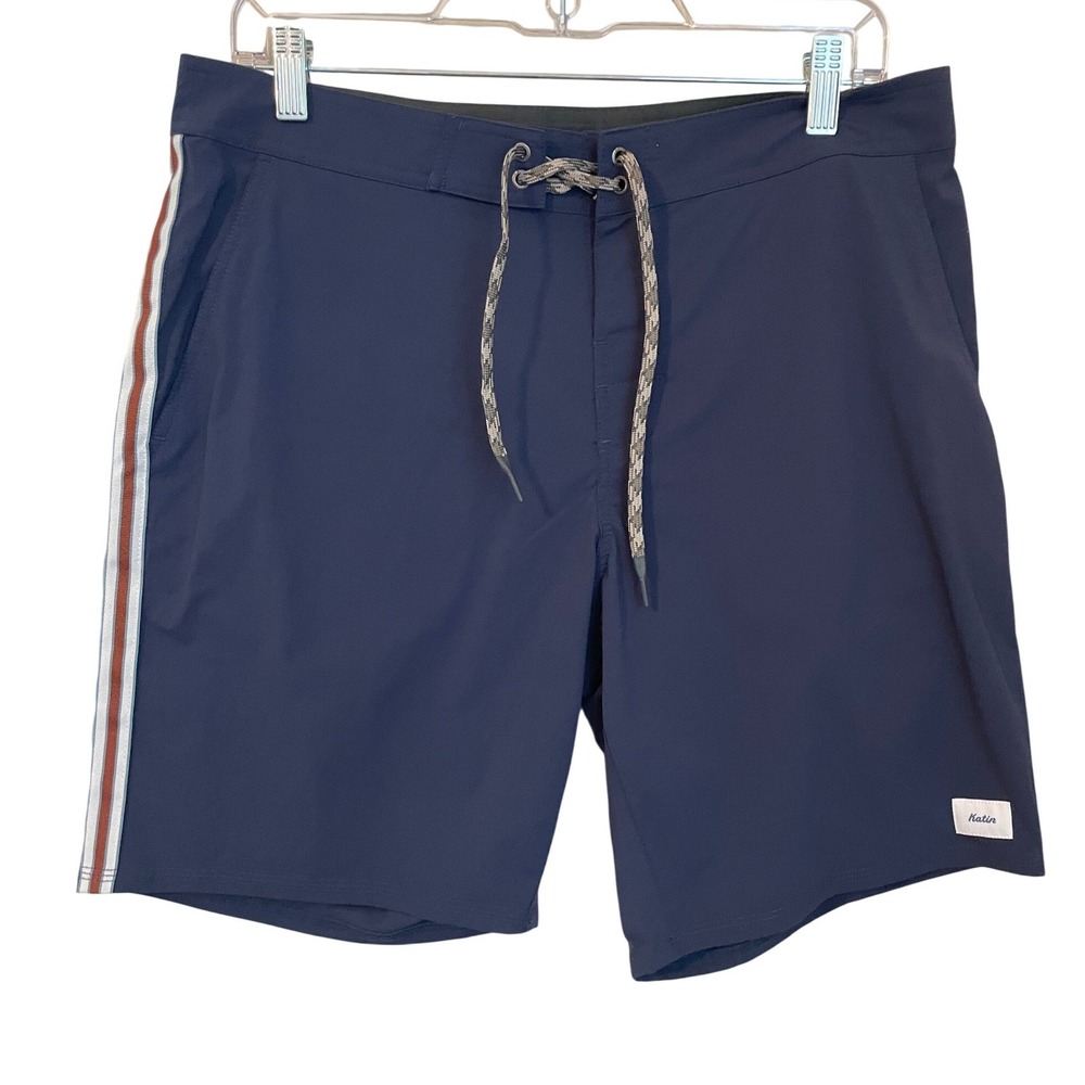 Katin Theo 8" Trunk Board Shorts Navy Side Stripe Size 31 NWOT